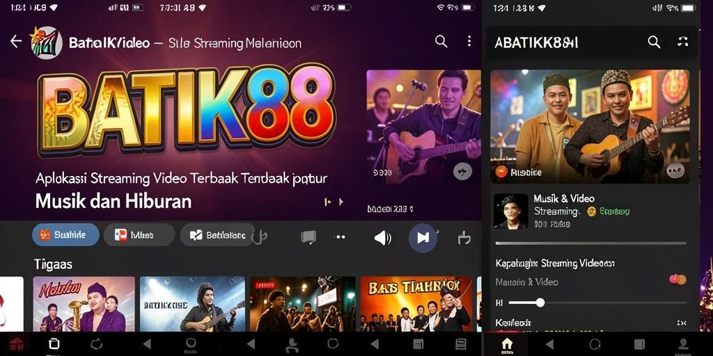 Tampilan antarmuka aplikasi BATIK88 saat streaming video.
