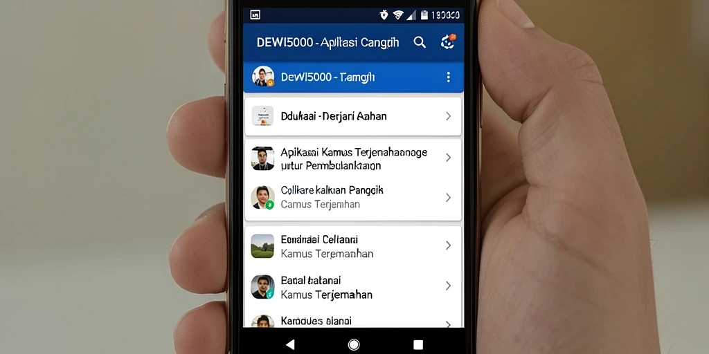 Antarmuka pengguna DEWI5000 yang intuitif untuk Kamus Terjemahan.