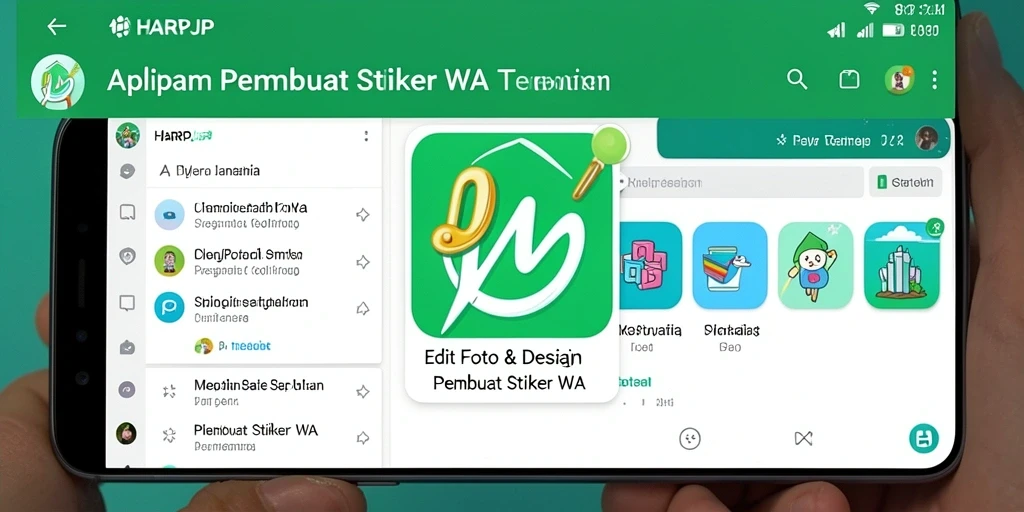 Tampilan antarmuka HARAPJP untuk membuat stiker WA yang menarik.