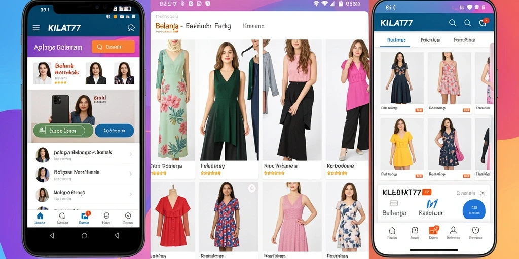 Antarmuka aplikasi KILAT77 yang menarik dan mudah digunakan untuk belanja fashion.