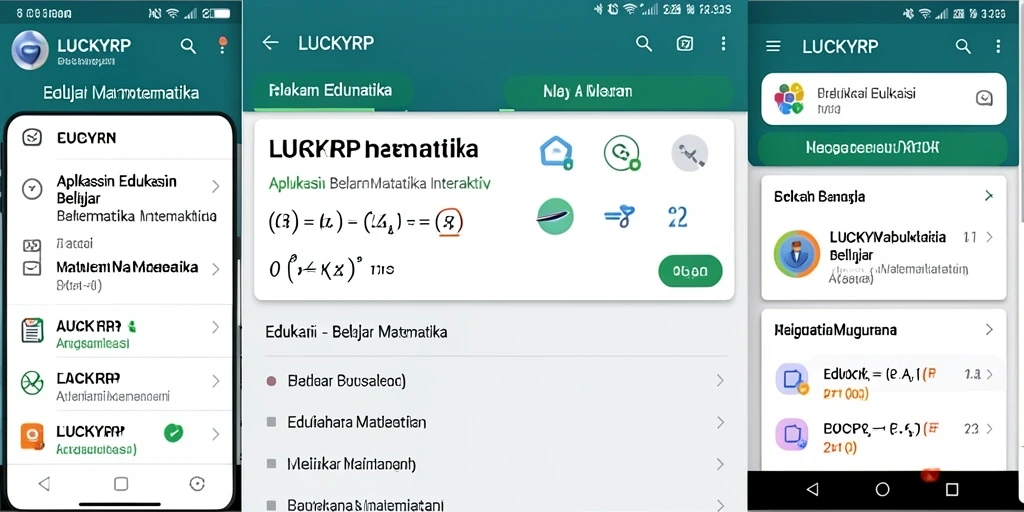 Tampilan antarmuka LUCKYRP dengan fitur Belajar Matematika yang interaktif.